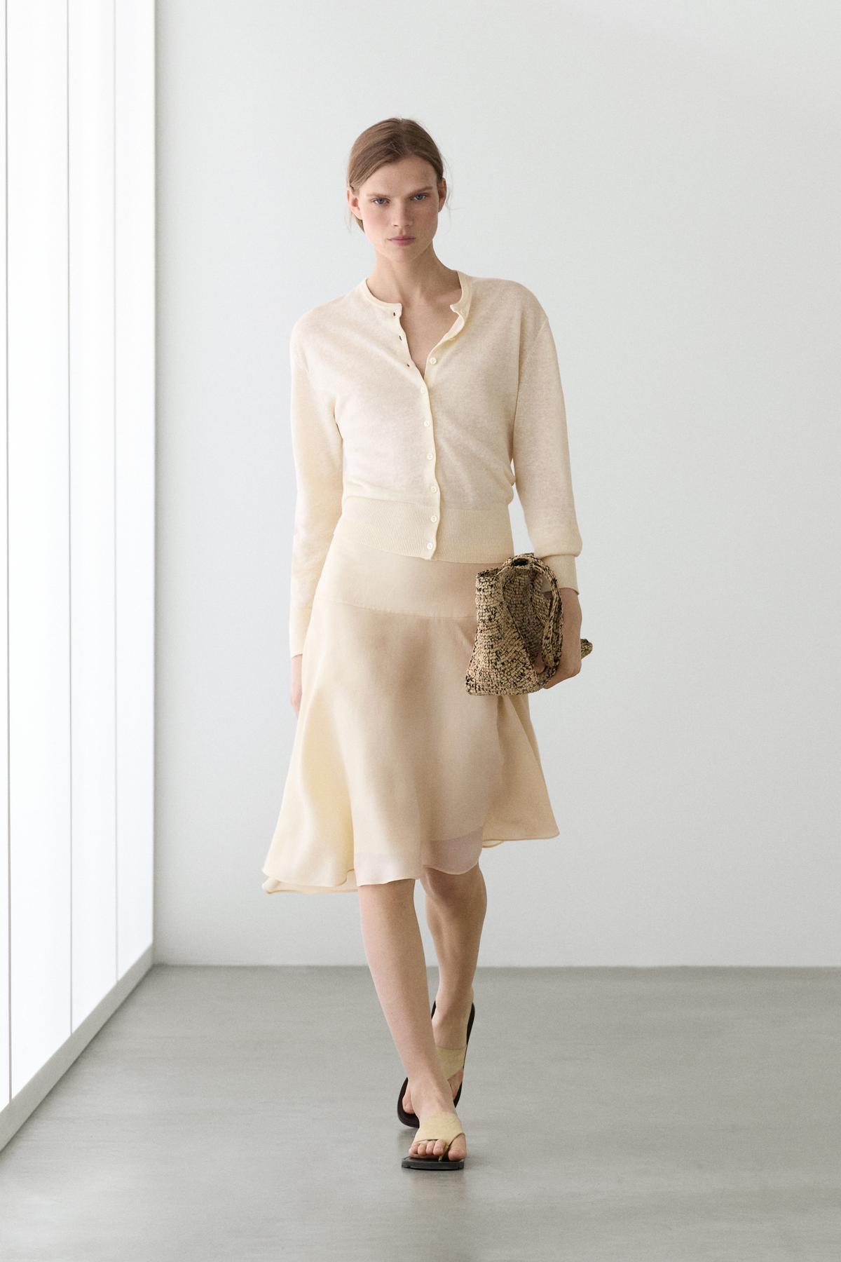 Massimo Dutti  Düğmeli keten triko hırka