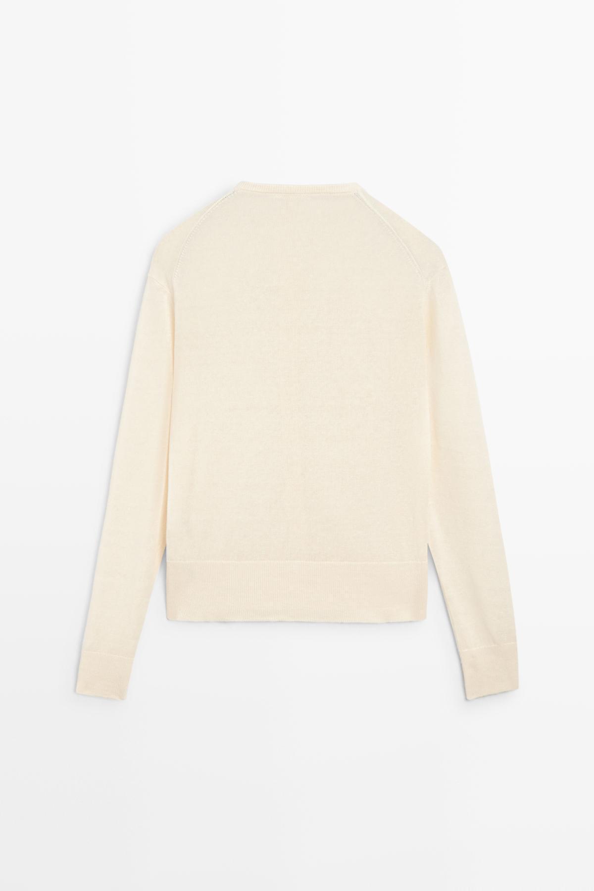 Massimo Dutti  Düğmeli keten triko hırka - Görsel 8