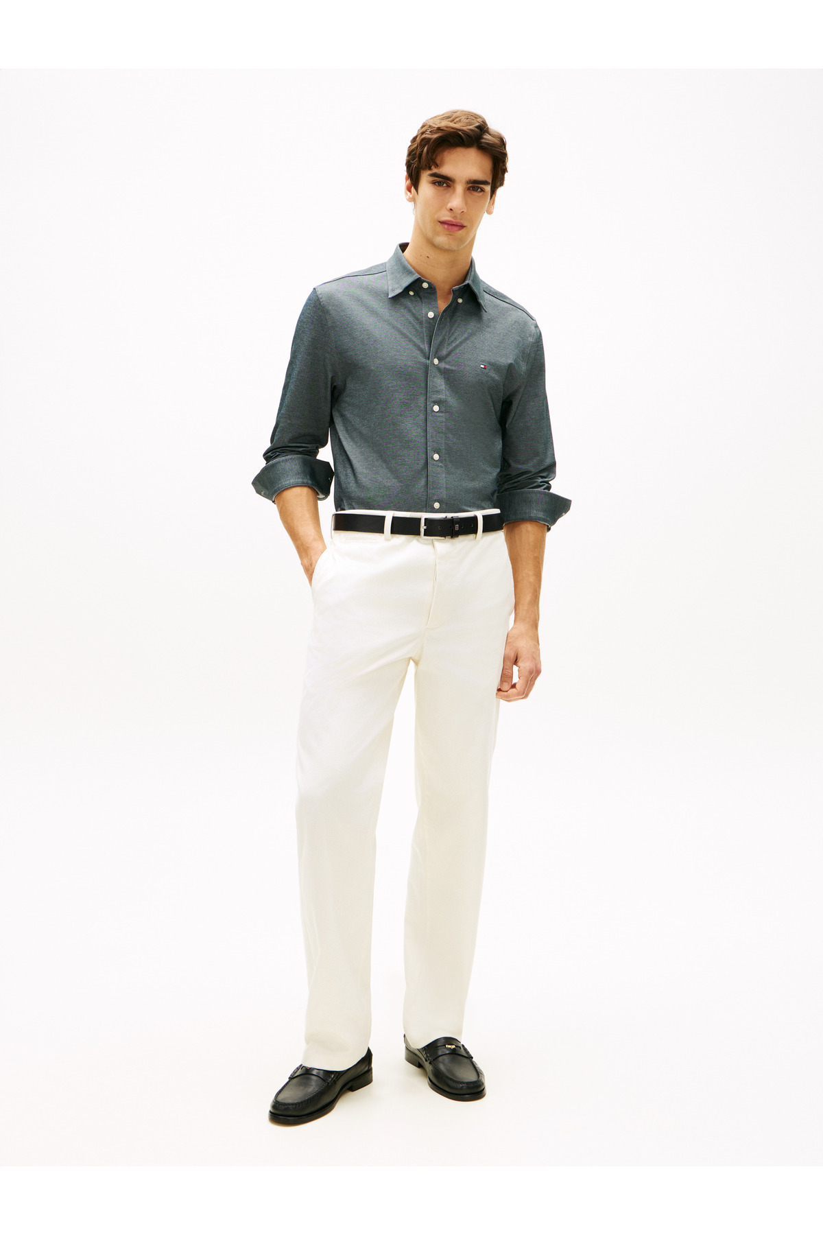 1_org_zoom مردانه PIQUE OXFORD MW0MW41781-THYBR Tommy Hilfiger تامی هیلفیگر اورجینال - تصویر 1