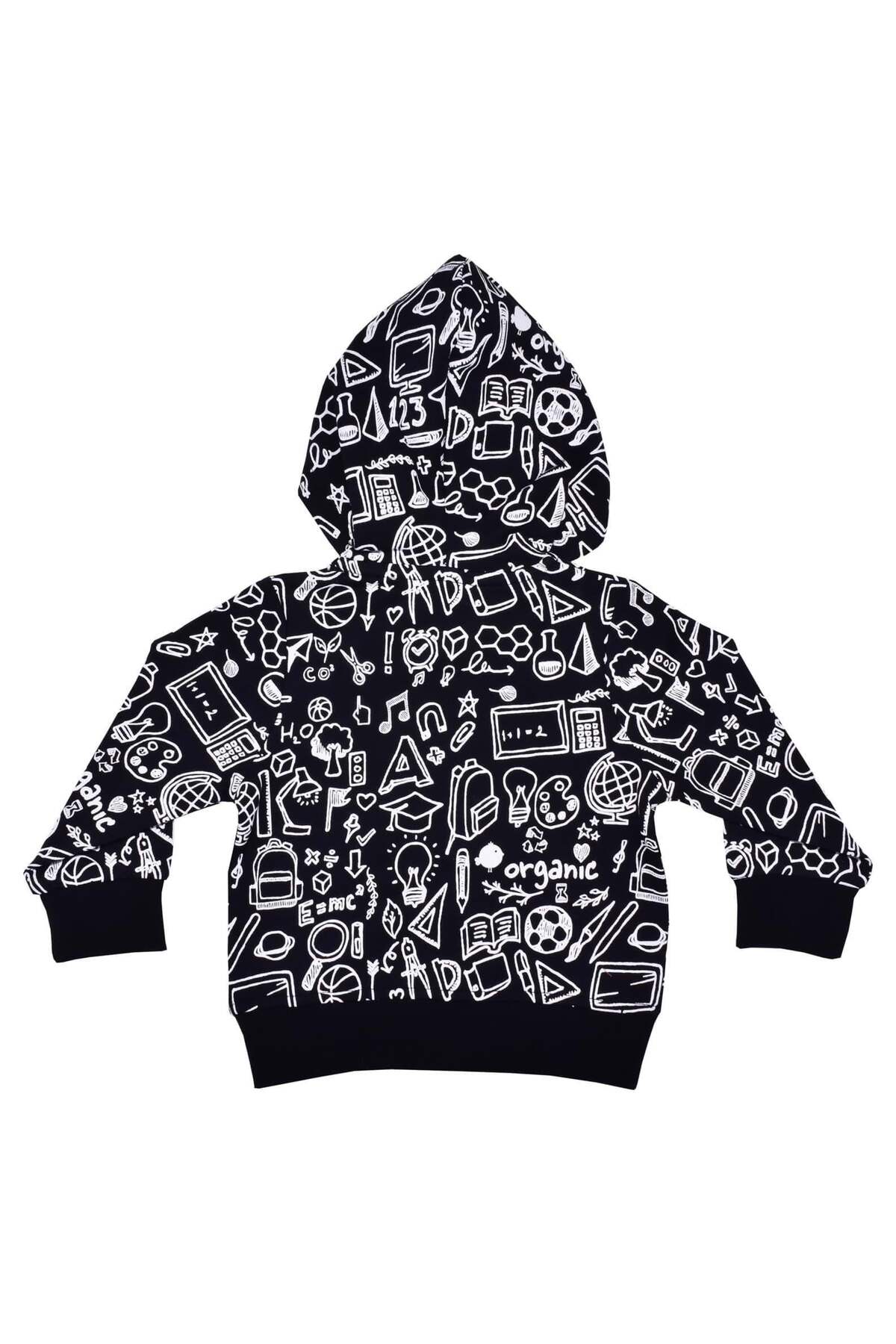 OrganicKid School Erkek Bebek Siyah Kapüşonlu Sweatshirt fotoğrafı 2 (önizleme)