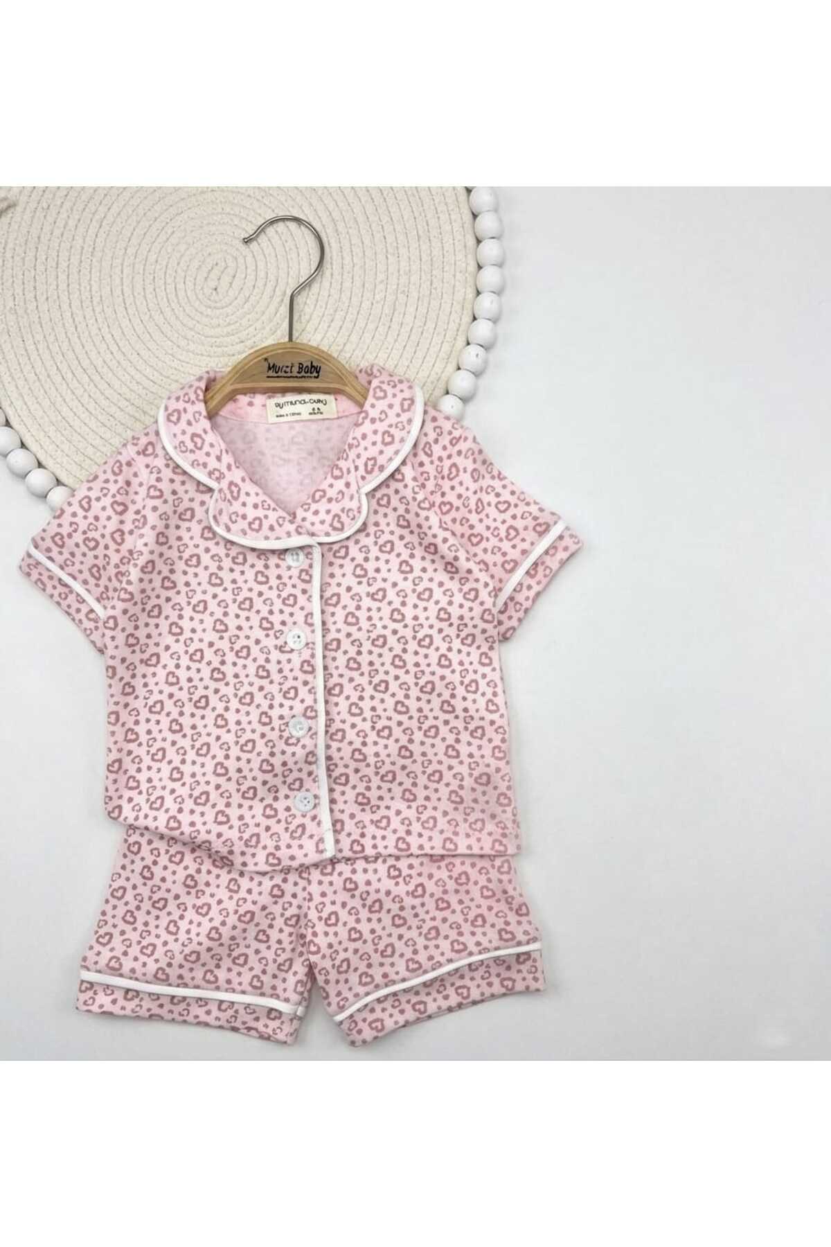 NOMİRO Kalp Baskılı Kız Bebek Pijama Takımı fotoğrafı 3 (önizleme)