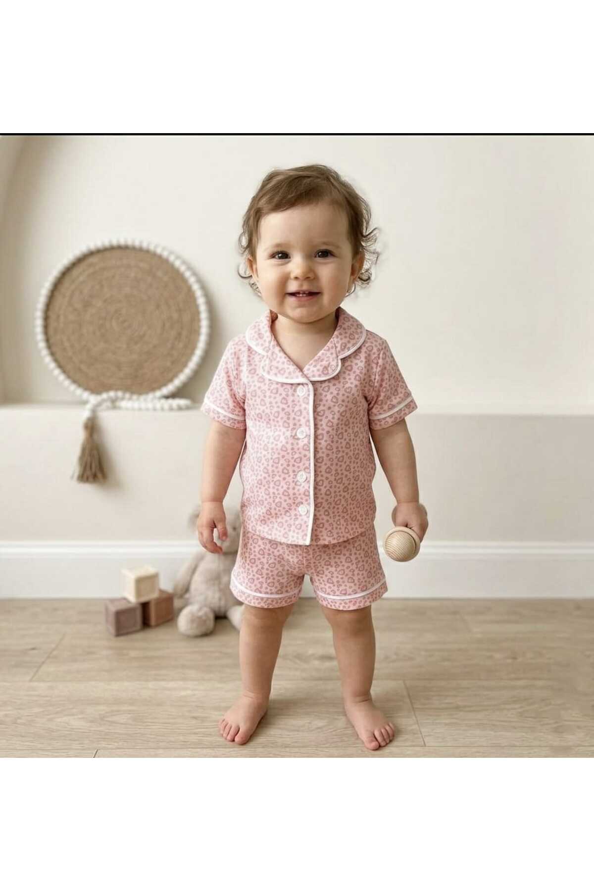 NOMİRO Kalp Baskılı Kız Bebek Pijama Takımı fotoğrafı 2 (önizleme)