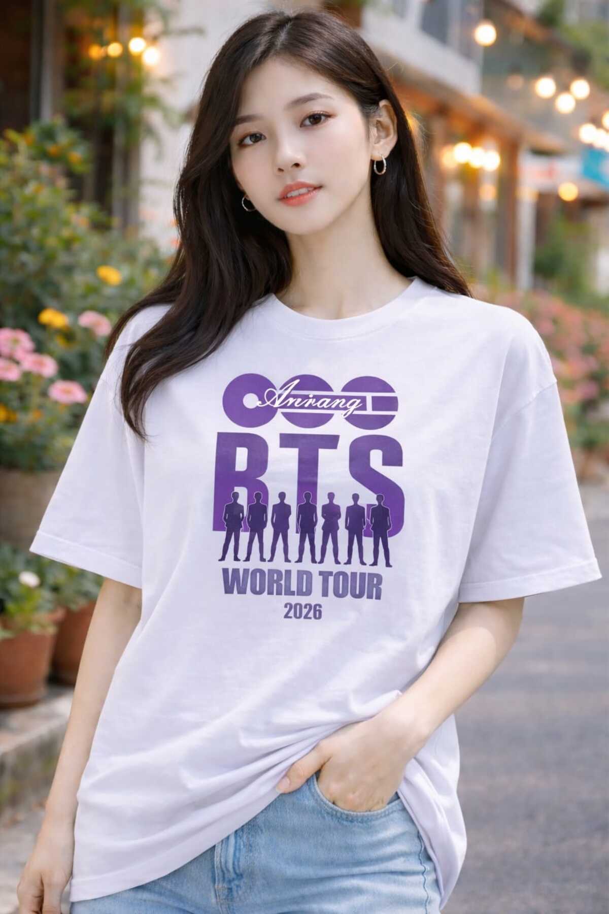 puolikuu Arirang World Tour BTS Baskılı Oversize Tshirt - Fiyatı
