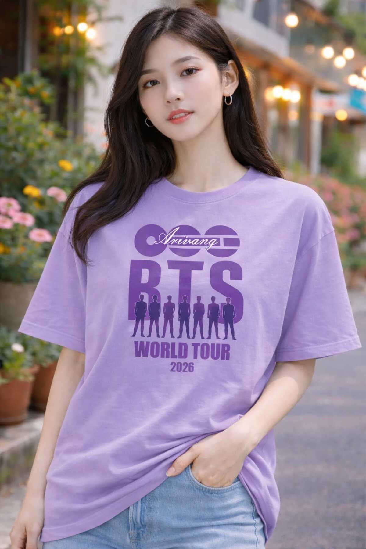 puolikuu Arirang World Tour BTS Baskılı Oversize Tshirt - Fiyatı