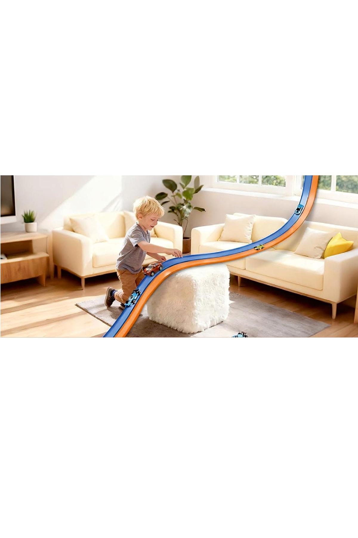 AVİGO 4.5 METRE Esnek Yarış Pisti Oyuncak Araba Yolu Kıvrılabilir Araba Yolu fotoğrafı 3 (önizleme)