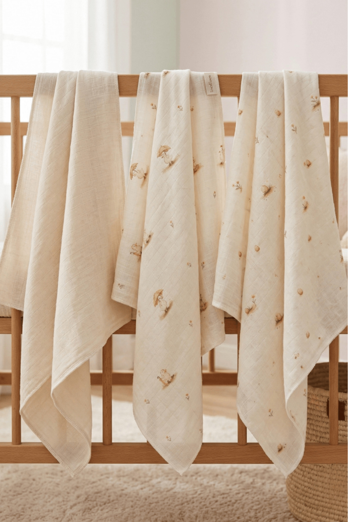 Little Organic's | 3-Piece 100% Organic Cotton Muslin Blanket Set 75x80 cm | Oeko-tex | Gots-