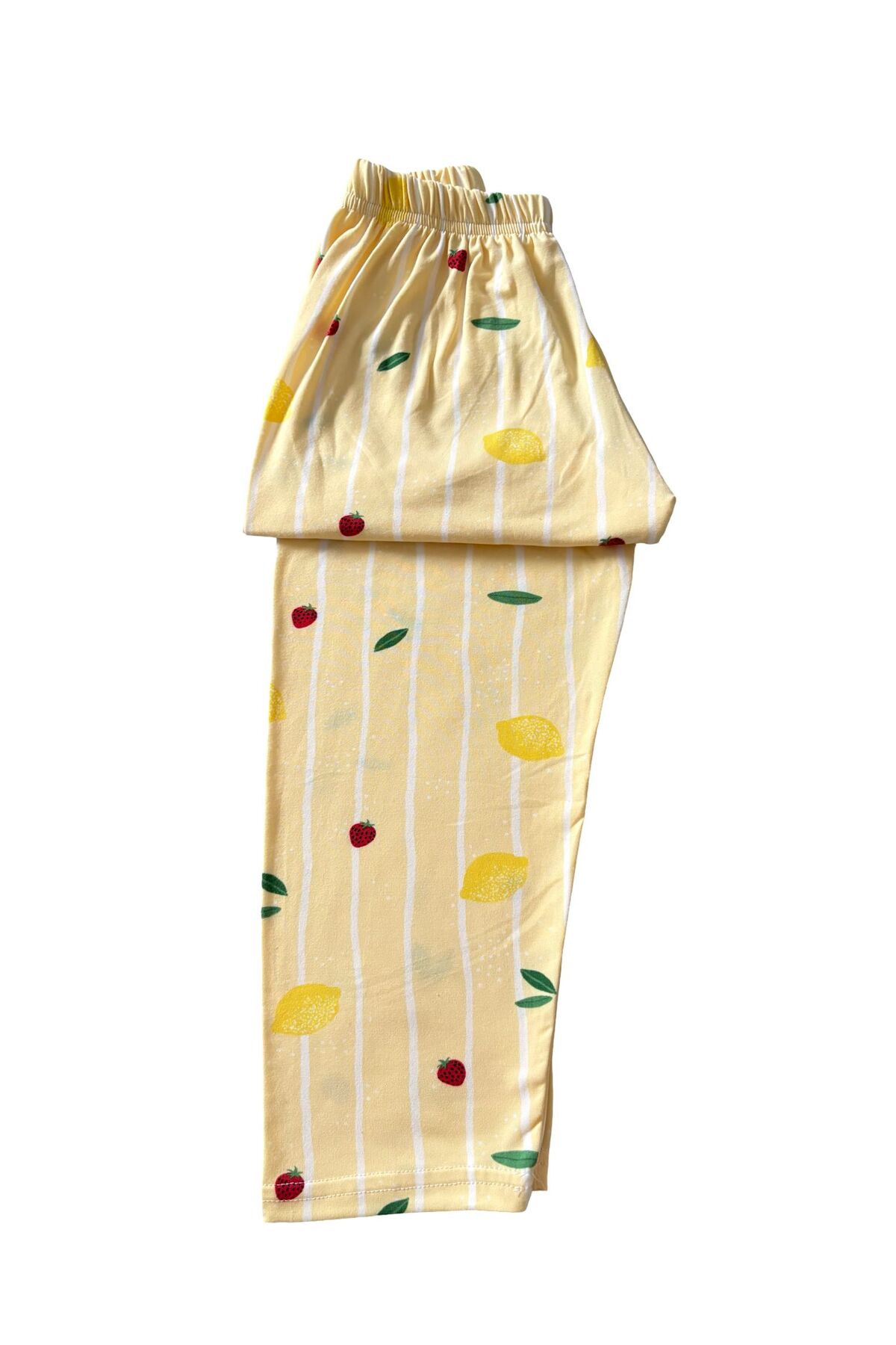 mışıl mışıl kids Limon Çilek Desenli Milan Kumaş Yazlık Kısa Kollu Kız Çocuk Pijama Takımı fotoğrafı 5 (önizleme)