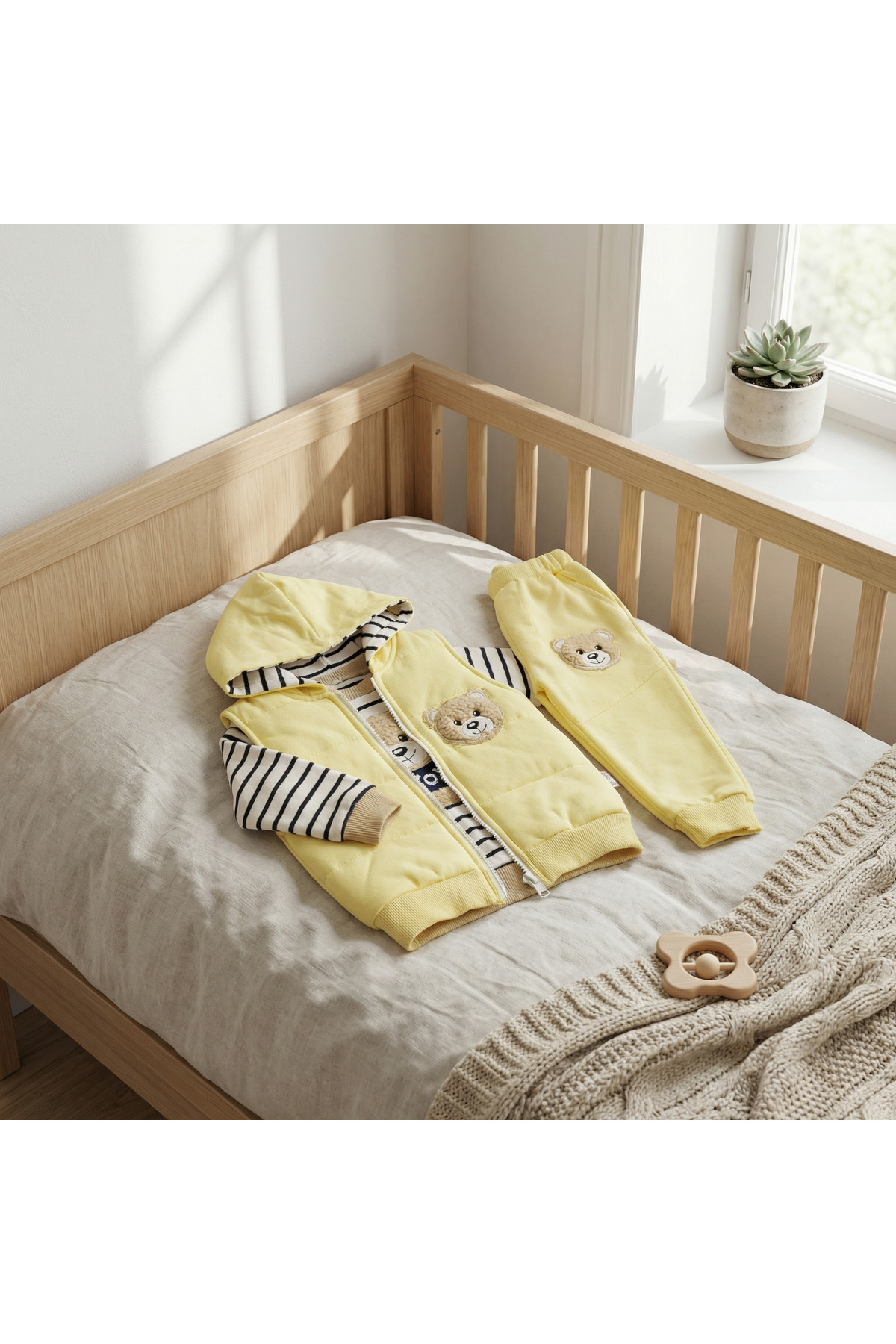 artemoris Ayıcıklı Çizgili Kapşonlu 3'lü Takım fotoğrafı 4 (önizleme)