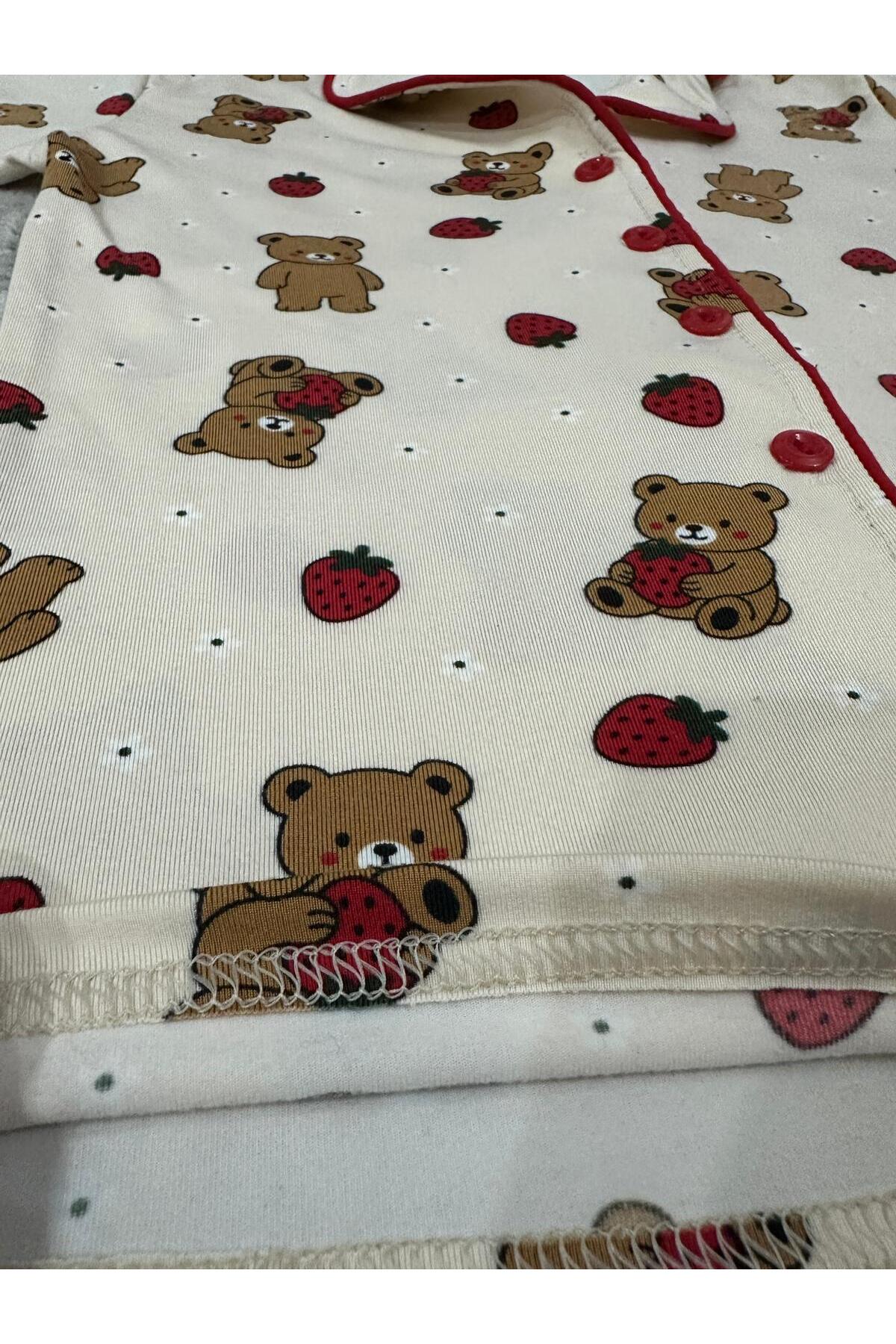 byalisdmr KIZ ÇOCUK PİJAMA TAKIMI YAZLIK %100 PAMUK MİLAN KUMAŞ KISA KOLLU BİYE DETAY GÖMLEK YAKA fotoğrafı 6 (önizleme)