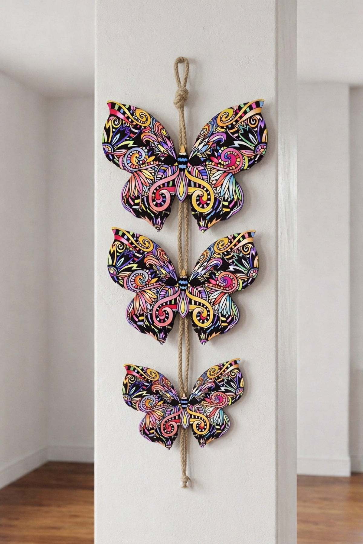 Decorative wall ornament butterfly 3-piece
