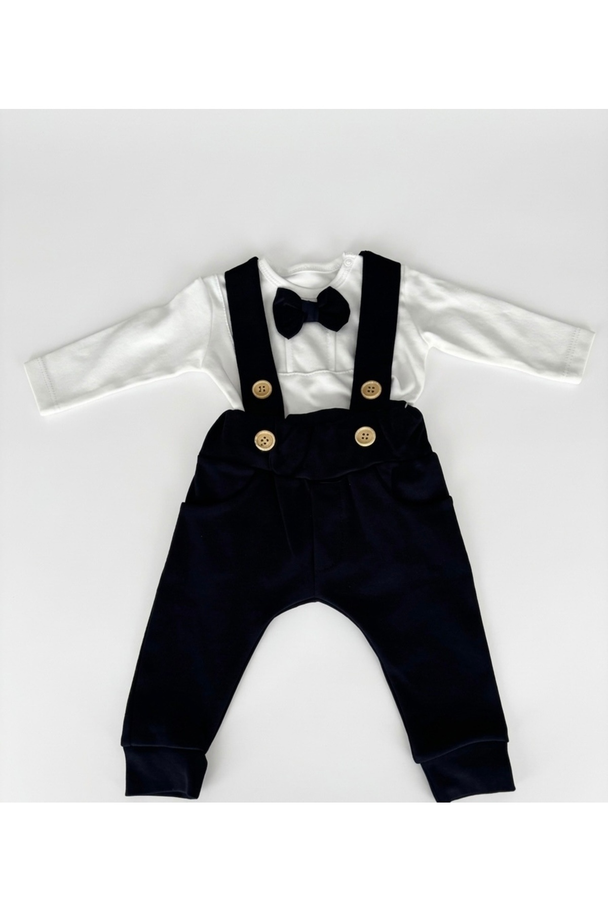 Cavallo Yenidoğan Erkek Bebek Pamuklu Salopet Takımı – Mevlüt / Özel Gün 2’li Papyonlu Set fotoğrafı 2 (önizleme)