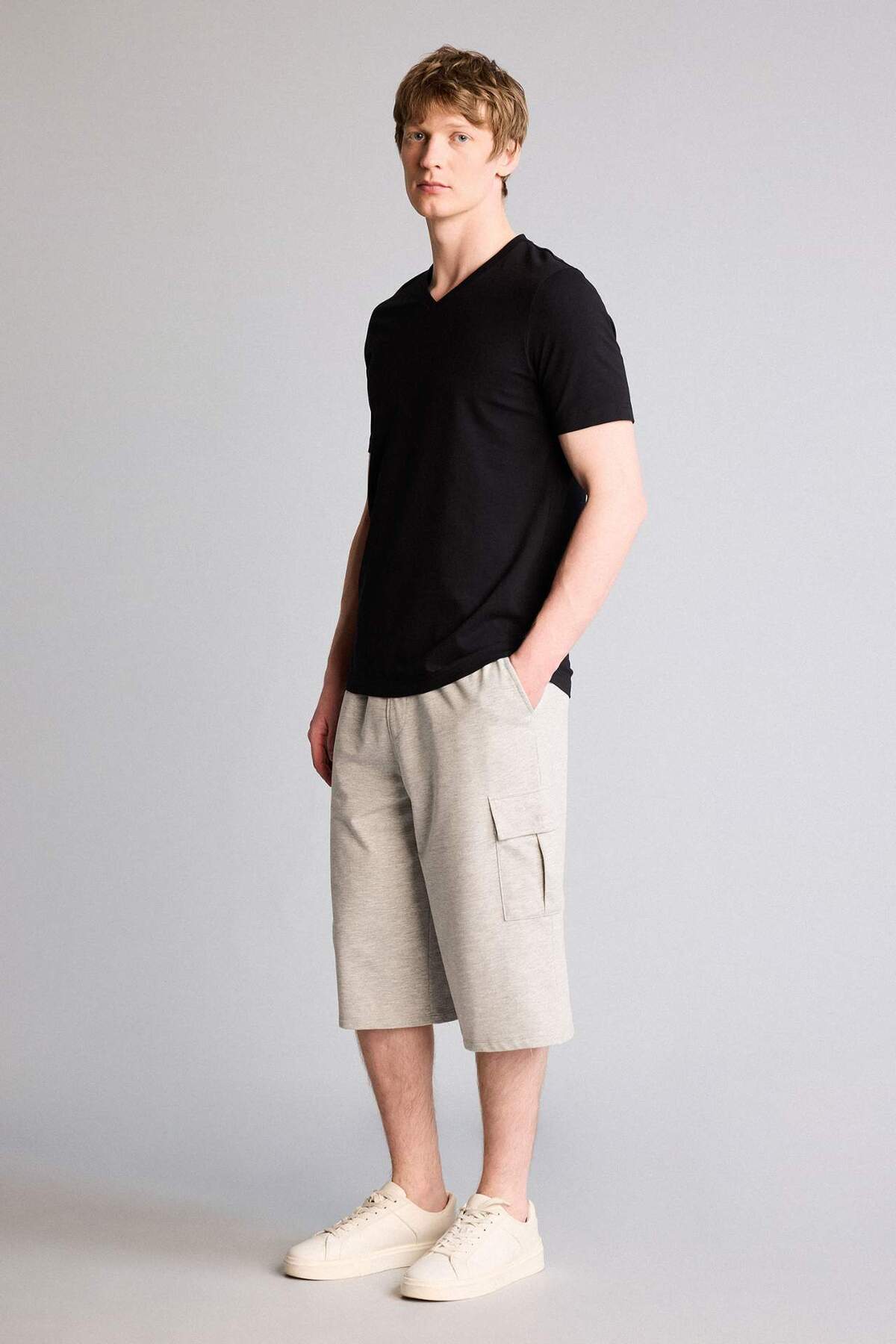 Relax Fit Straight Leg Sweatshirt Fabric Long Shorts T4693AZ26SM