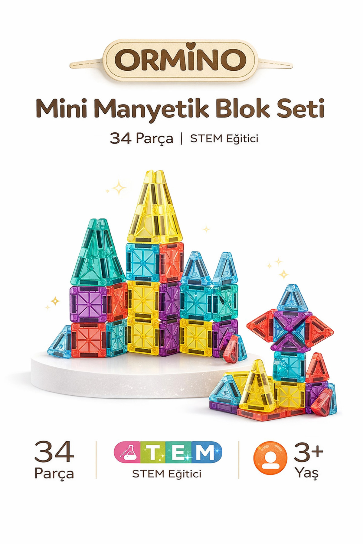 Ormino ORMİNO-Mini Manyetik Blok Seti 34 Parça fotoğrafı 2 (önizleme)