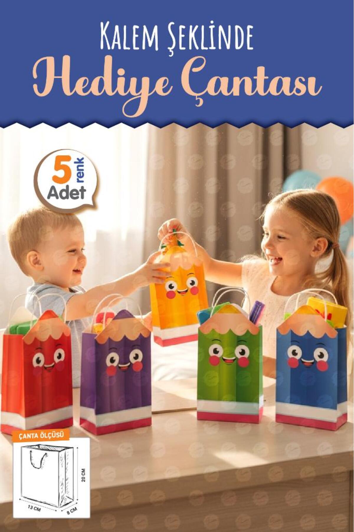 t tuğset etiket Burgu Saplı Karton Kalem Şeklinde Çanta 5 adet Çocuklar İçin Doğum Günü Parti Konsept Hediyelik Çant fotoğrafı 5 (önizleme)