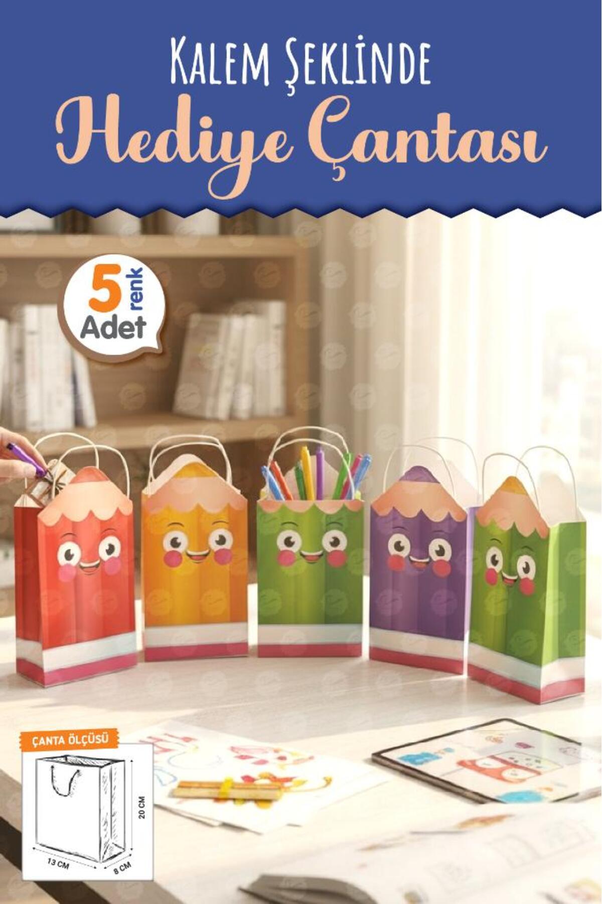 t tuğset etiket Burgu Saplı Karton Kalem Şeklinde Çanta 5 adet Çocuklar İçin Doğum Günü Parti Konsept Hediyelik Çant fotoğrafı 7 (önizleme)