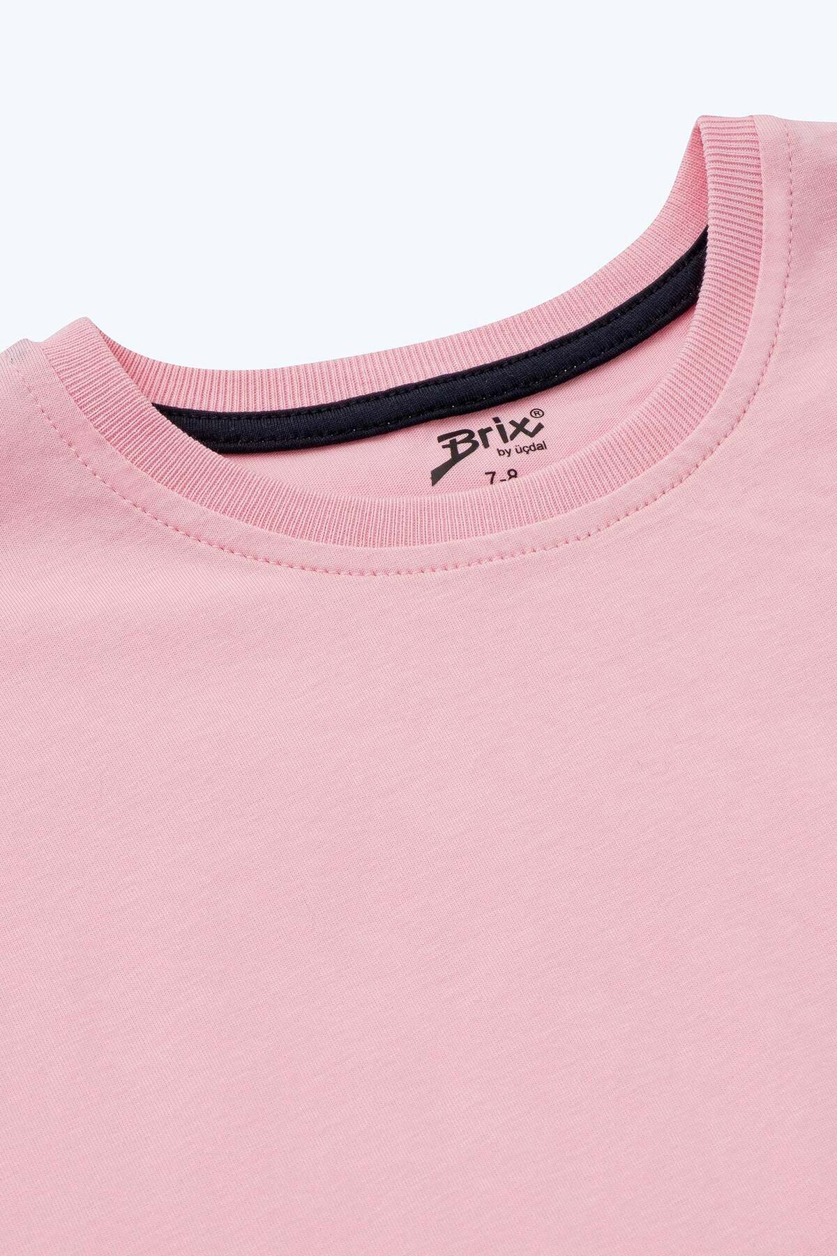 Brix Kız Çocuk Kısa Kollu %100 Pamuk Pijama Takımı 7816 Pembe Renk fotoğrafı 5 (önizleme)