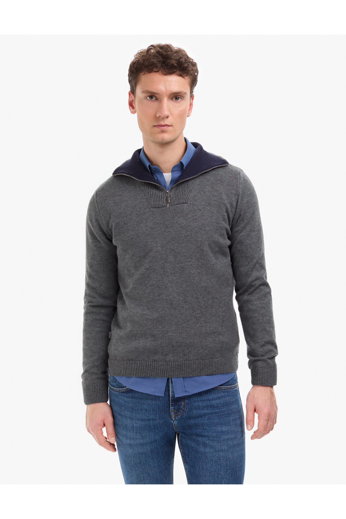 پلیور خاکستری ملانژ سایز معمولی 50315714-VR086 پیر کاردین پلیور Pierre Cardin
