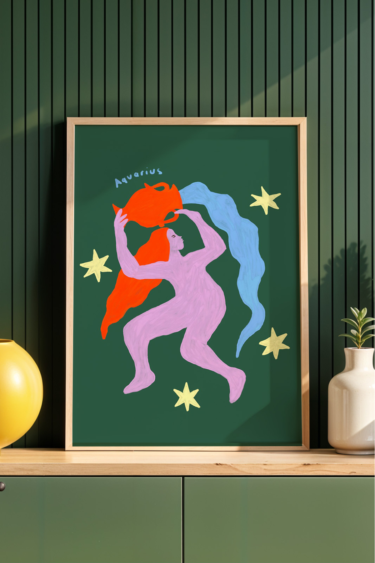Kova Burcu Tablo Modern Astroloji İllüstrasyon Poster Duvar Dekoru Çerçevesiz