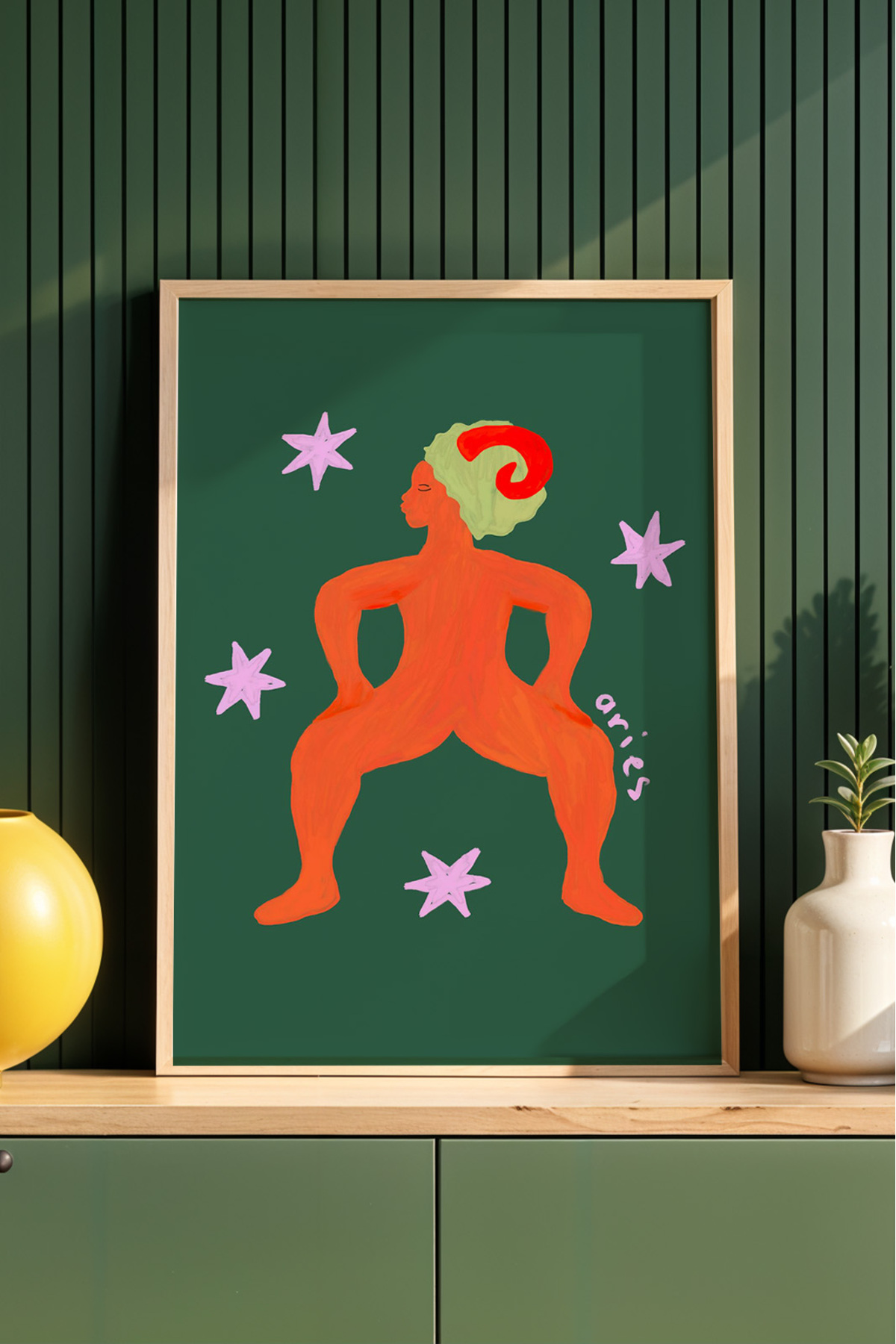 Koç Burcu Tablo Modern Astroloji İllüstrasyon Poster Duvar Dekoru Çerçevesiz