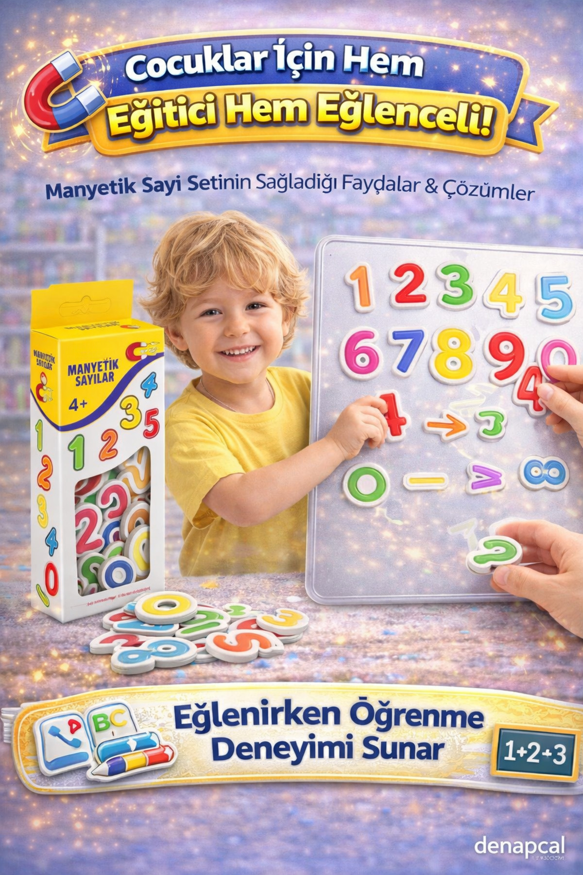 DENAPCAL Manyetik Blok Sayılar Kartları Eğitici Manyetik Rakam Seti 3 Yaş+ Sayı Oyunu fotoğrafı 2 (önizleme)