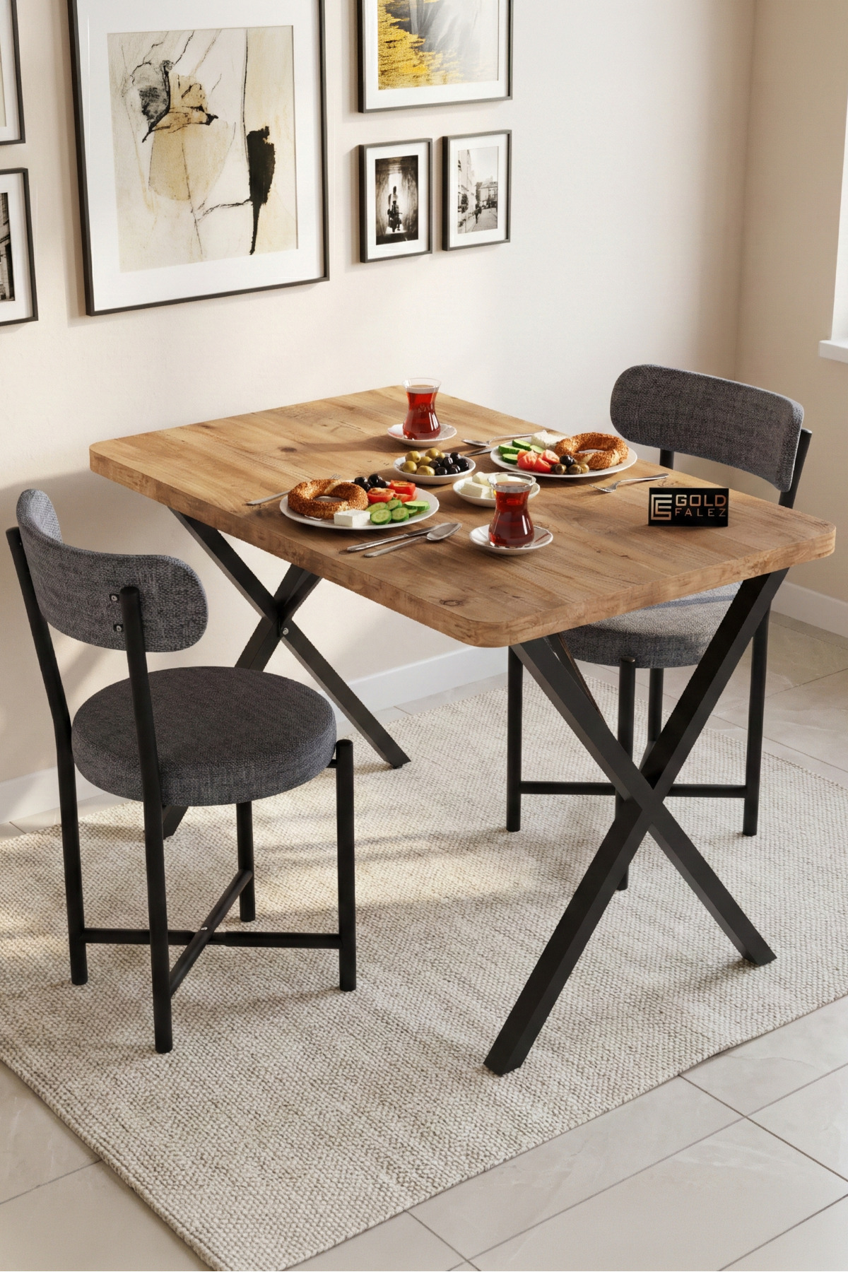 Sandalye 1 Adet Keten Kumaş Metal Ayak Modern Mutfak Sandalyesi Cafe Balkon Ofis Teddy 9816 Gri görsel 5