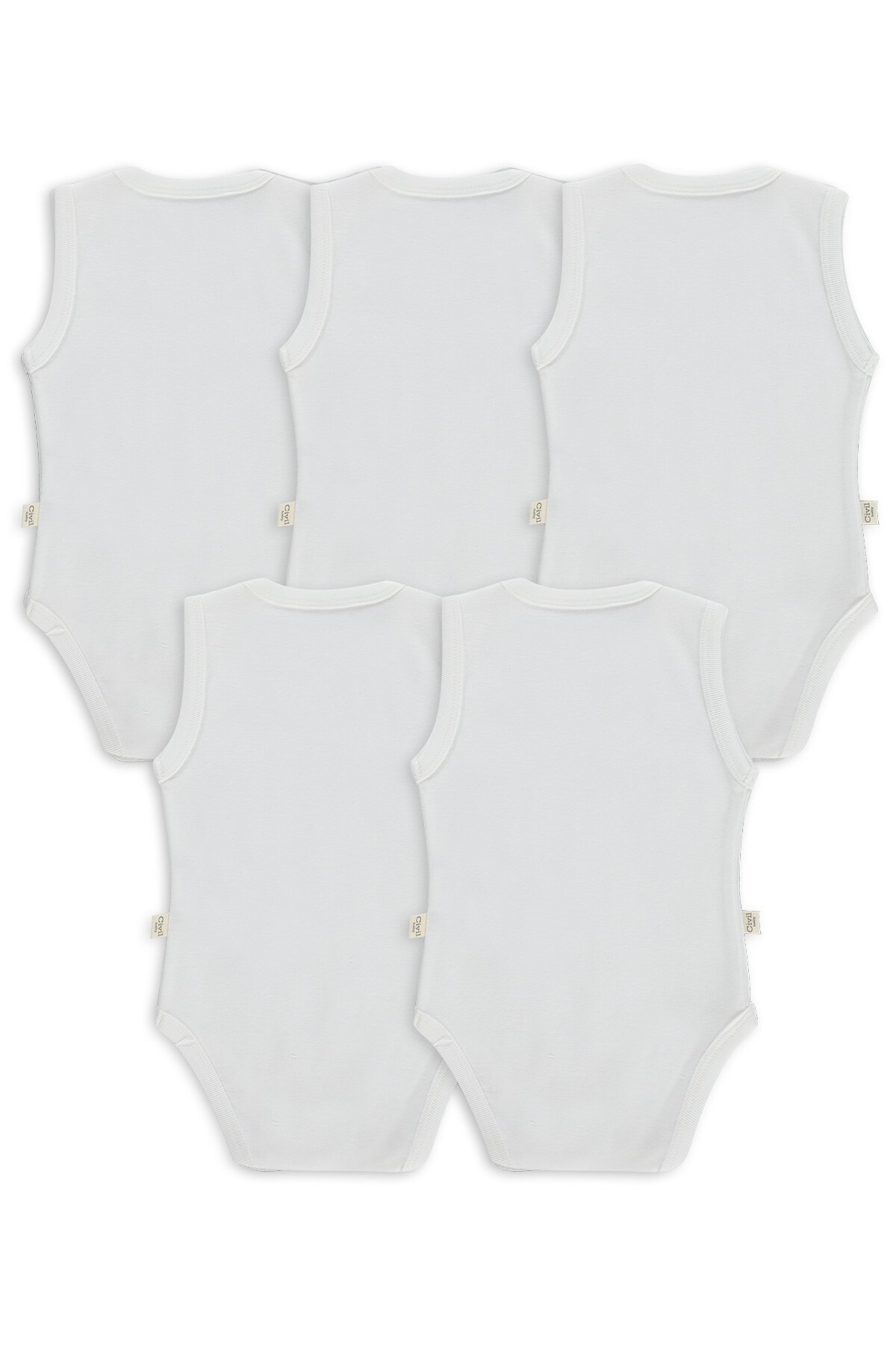 Civil Baby 5 li Düz Basic Sıfır Kol Çıtçıtlı Badi - Beyaz fotoğrafı 7 (önizleme)