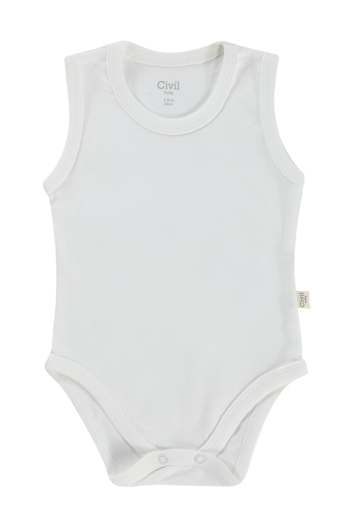 Civil Baby 5 li Düz Basic Sıfır Kol Çıtçıtlı Badi - Beyaz fotoğrafı 6 (önizleme)