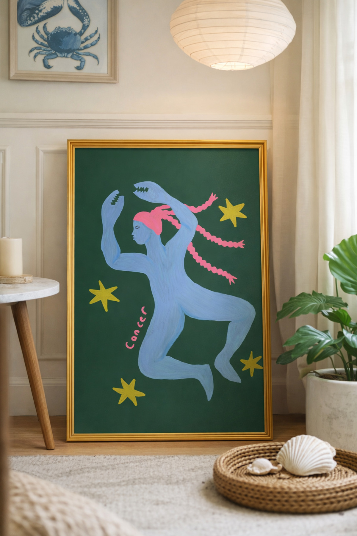 Yengeç Burcu Tablo Modern Astroloji İllüstrasyon Poster Duvar Dekoru Çerçevesiz