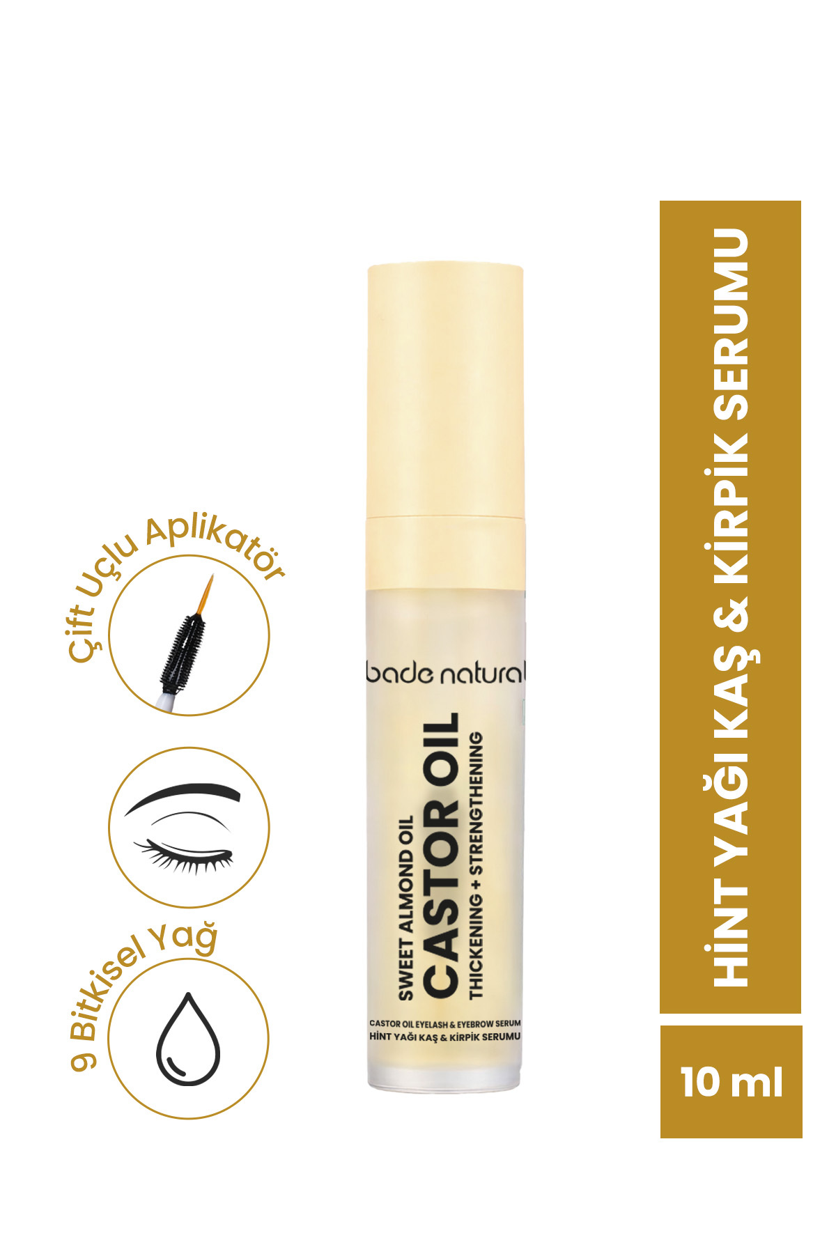 Ultra Hacim Veren Doğal Hint Yağı Kaş Kirpik Serumu Besleyici, Güçlendirici, Dolgunlaştırıcı 10 ml — BN.0487