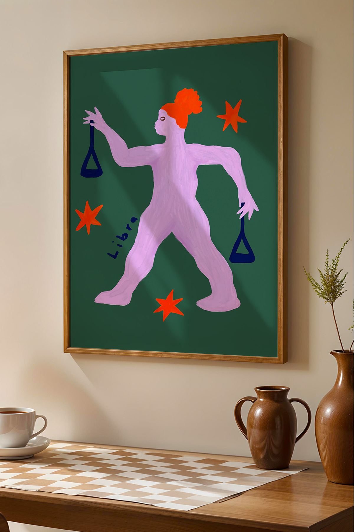 Terazi Burcu Tablo Modern Astroloji İllüstrasyon Poster Duvar Dekoru Çerçevesiz
