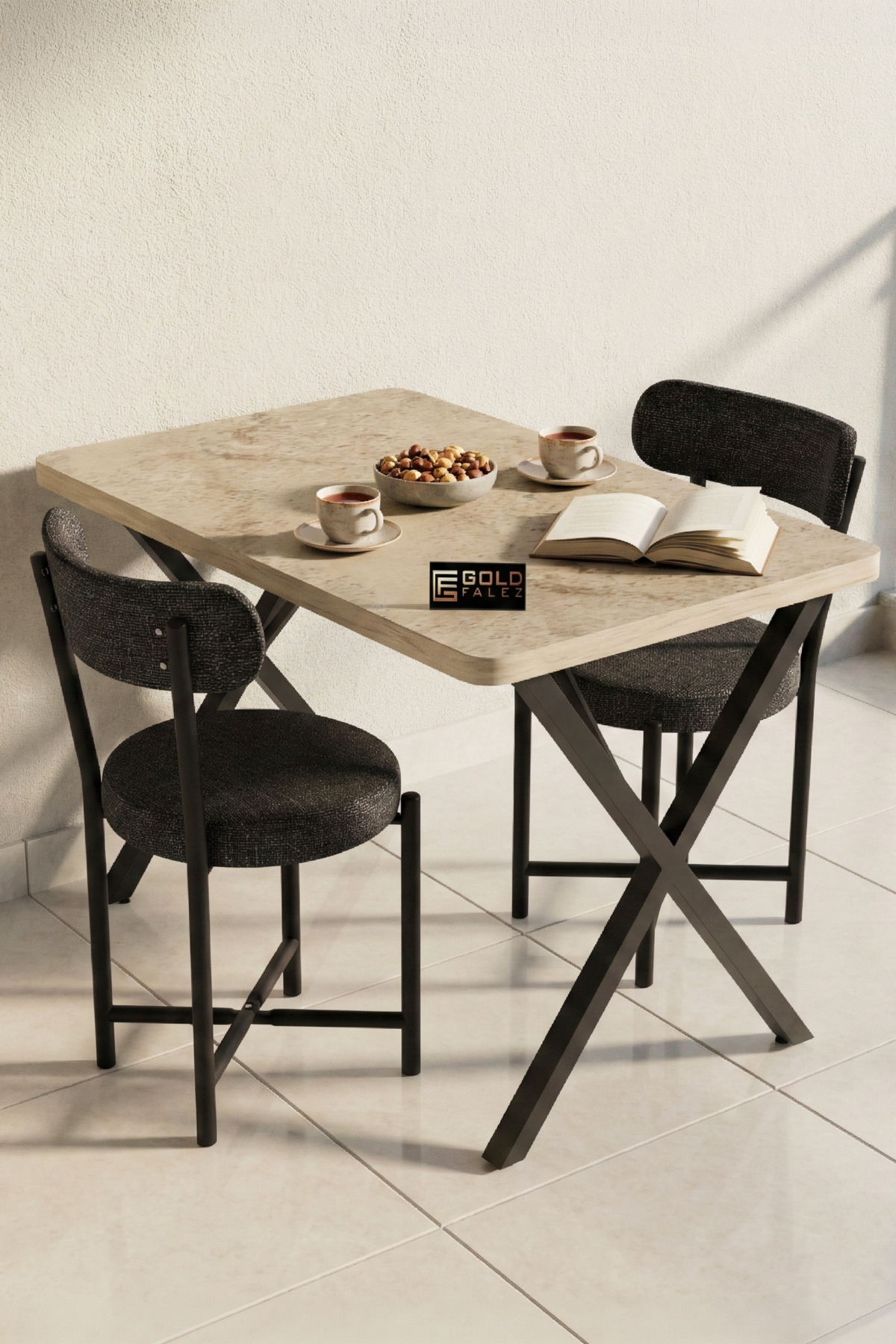Sandalye 1 Adet Keten Kumaş Metal Ayak Modern Mutfak Sandalyesi Cafe Balkon Ofis Teddy 9817 Anstrast görsel 4