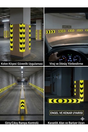 opersan Uyarı Şeridi - Ok Desenli FloresanSarı-Siyah Reflektör Bant (10 cm Ge...