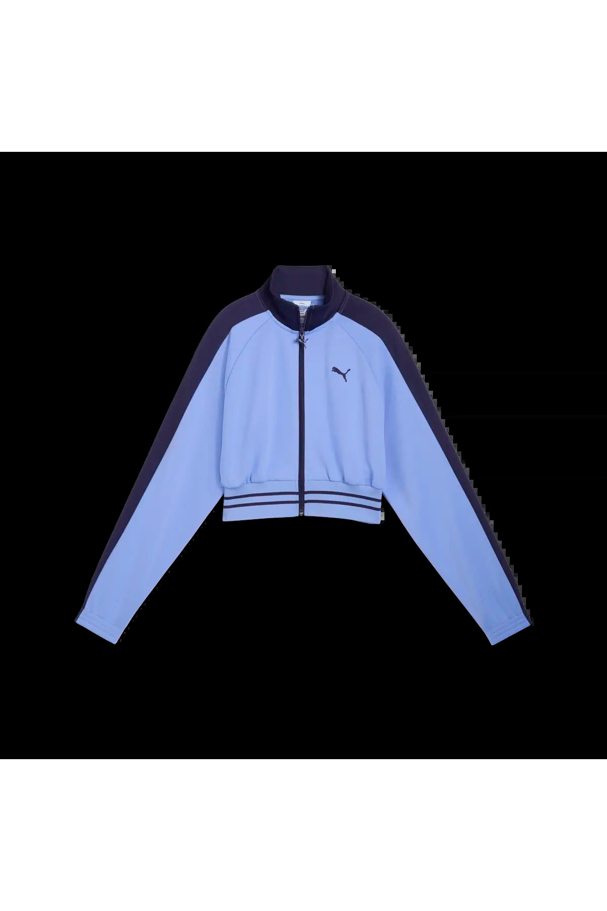 Puma T7 Pique Cropped Jacket Mavi Kadın Crop Ceket görsel 4