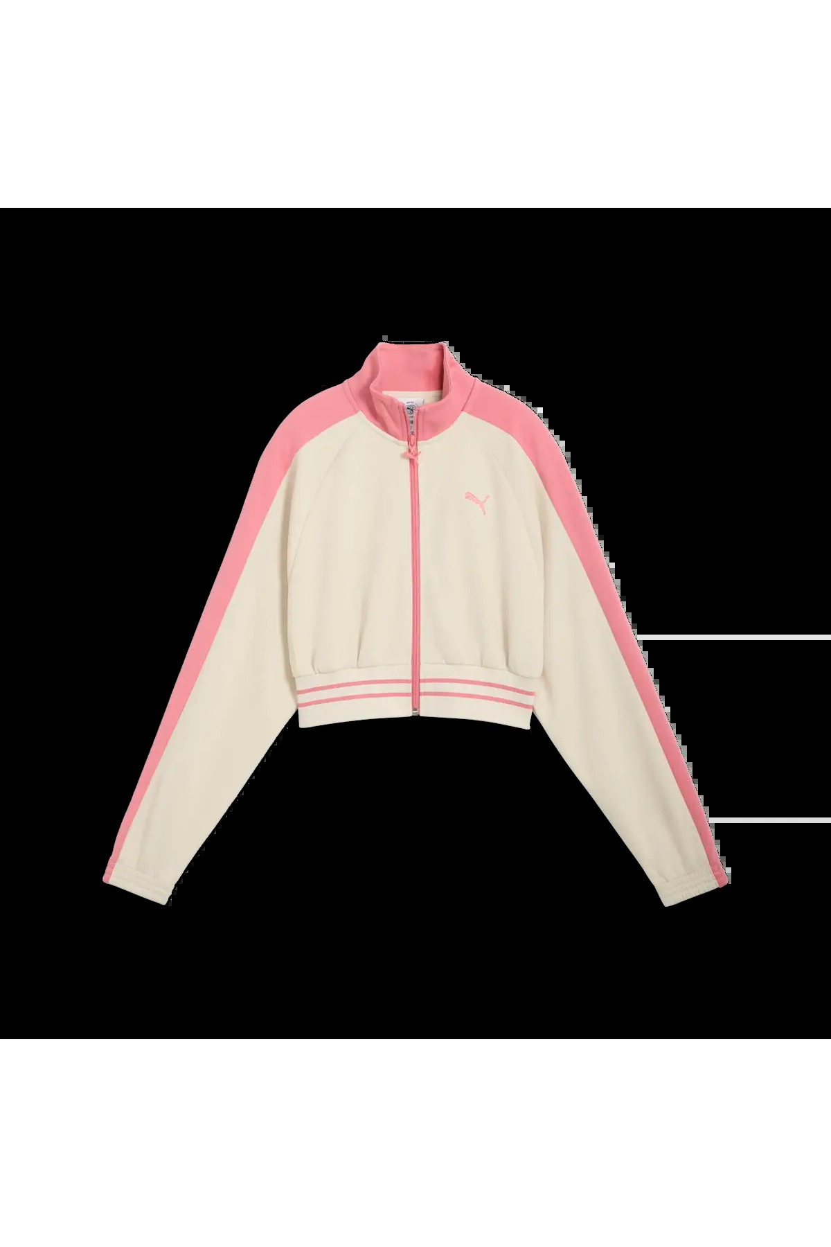 Puma T7 Pique Cropped Jacket Pembe Kadın Crop Ceket görsel 4
