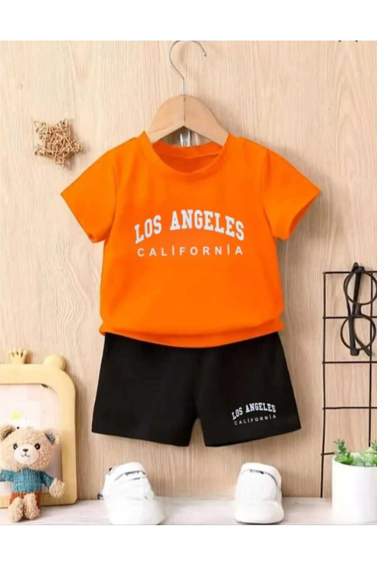 Nice Clothes YAZLIK ÇOÇUK TİŞÖRT ŞORT UNİSEX ( LOS ANGELES BASKI