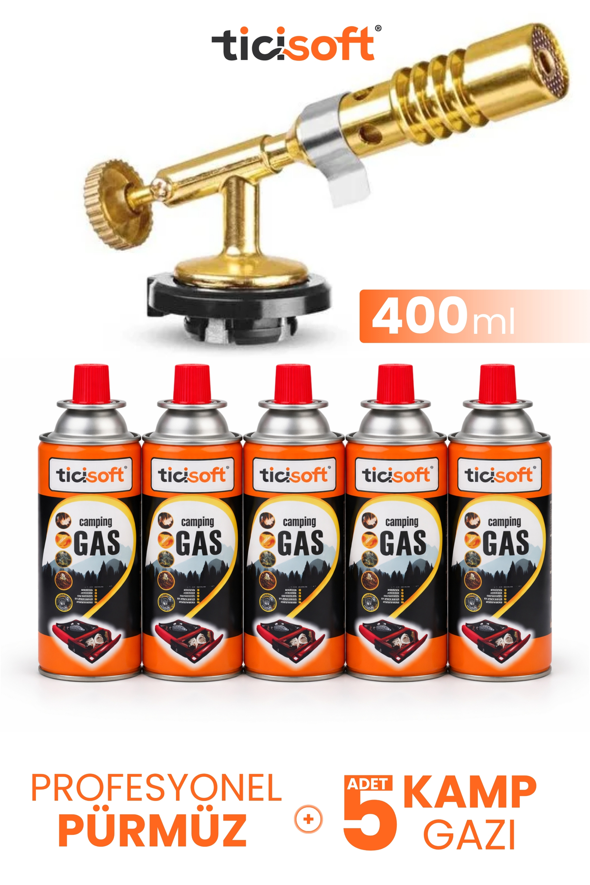 Ticisoft Pürmüz 1300° Gazlı Torch Jet Çakmak Alev Tabancası Pirinç