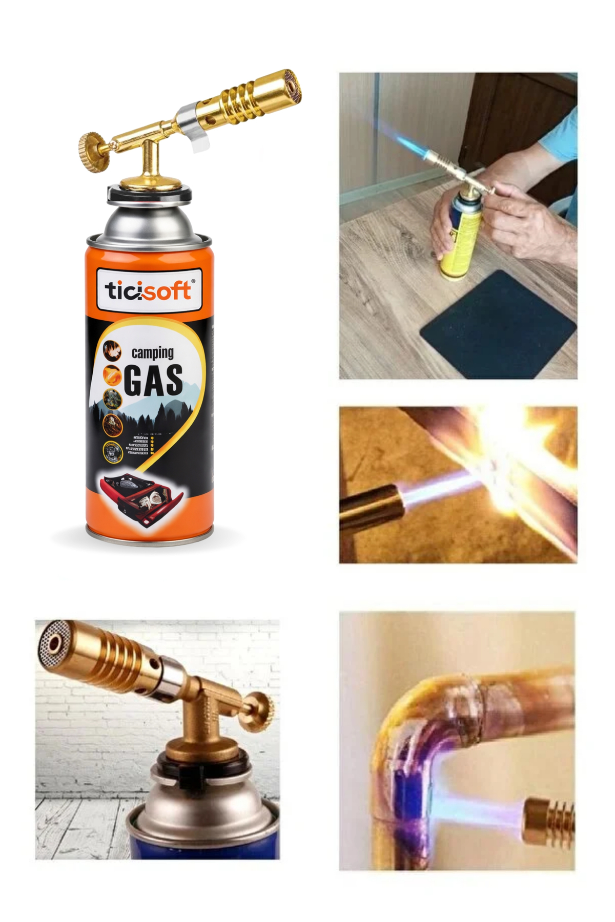 Ticisoft Pürmüz 1300° Gazlı Torch Jet Çakmak Alev Tabancası Pirinç