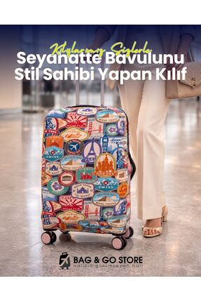 Bag & Go Store Valiz Koruyucu Kılıf Esnek Likralı Bavul Kılıfı Çizilmelere Ka...