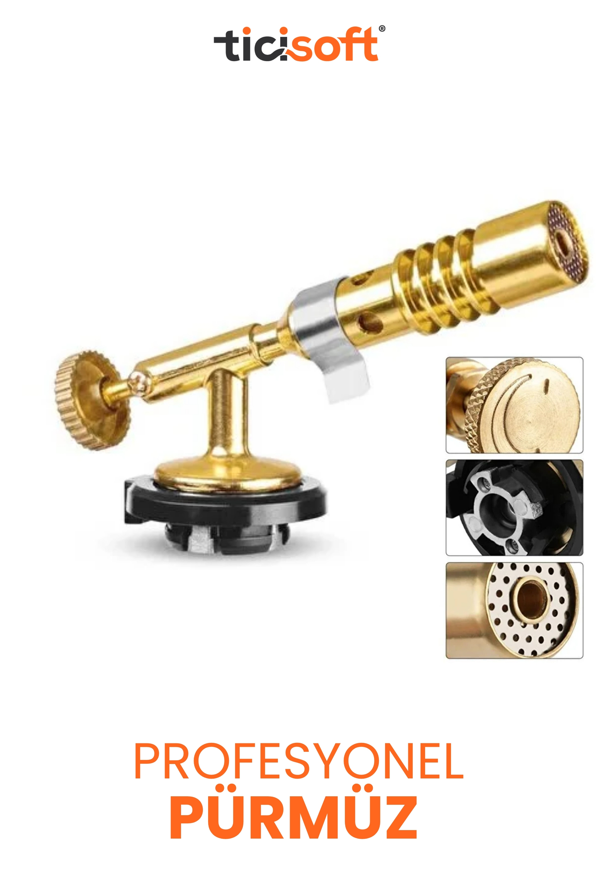 Ticisoft Pürmüz 1300° Gazlı Torch Jet Çakmak Alev Tabancası Pirinç