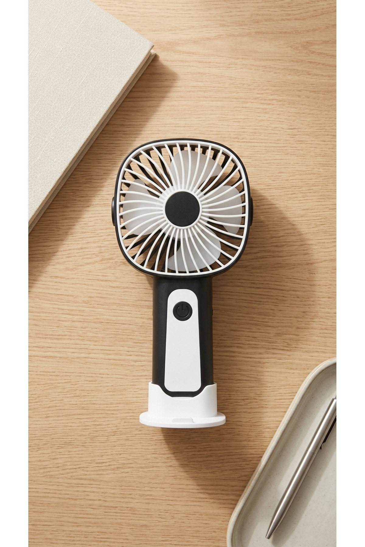 Mini Hand Fan Black/White Compact Design Powerful Portable Fan with USB Charge - PL108
