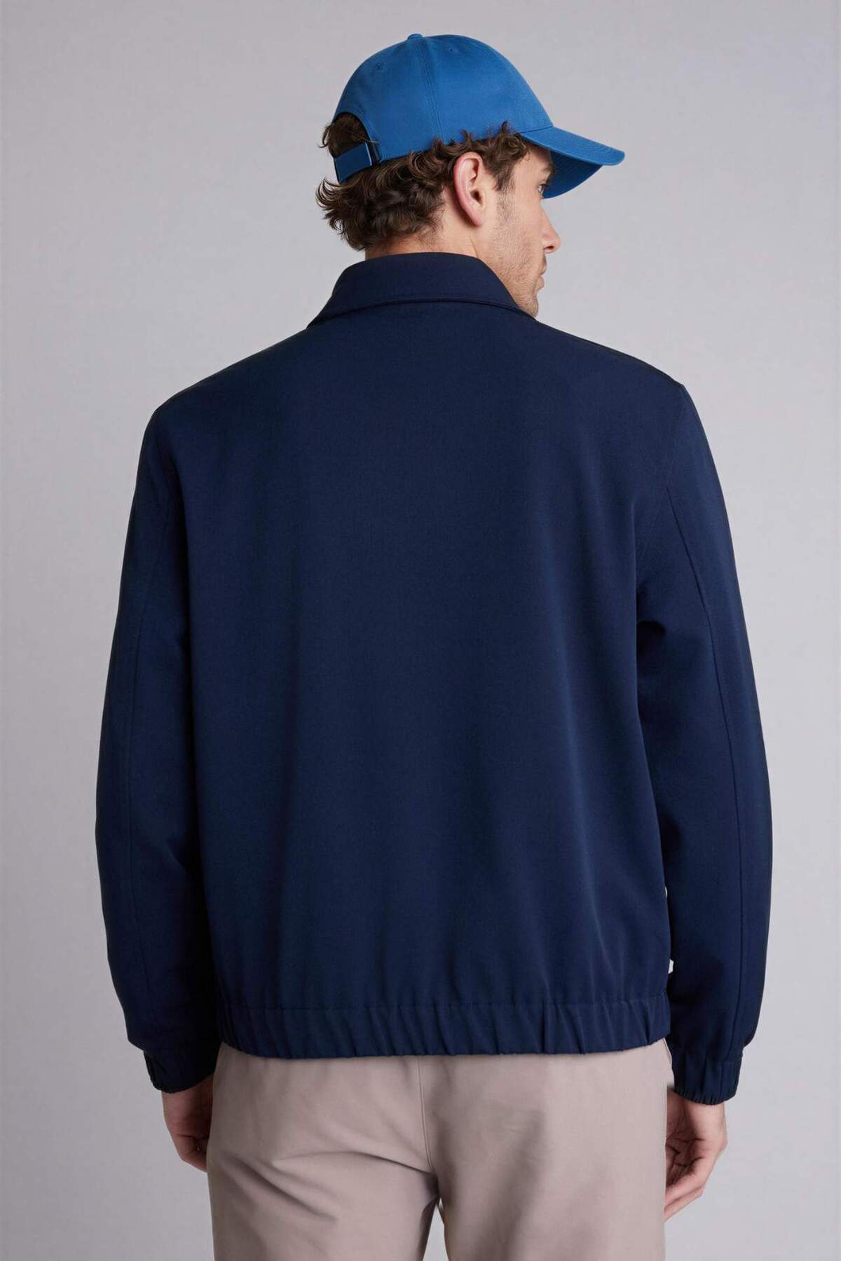 Regular Fit Polo Yaka Astarlı Fermuarlı Mont H4724AX26SP — سرمه‌ای — تصویر 5 از 5