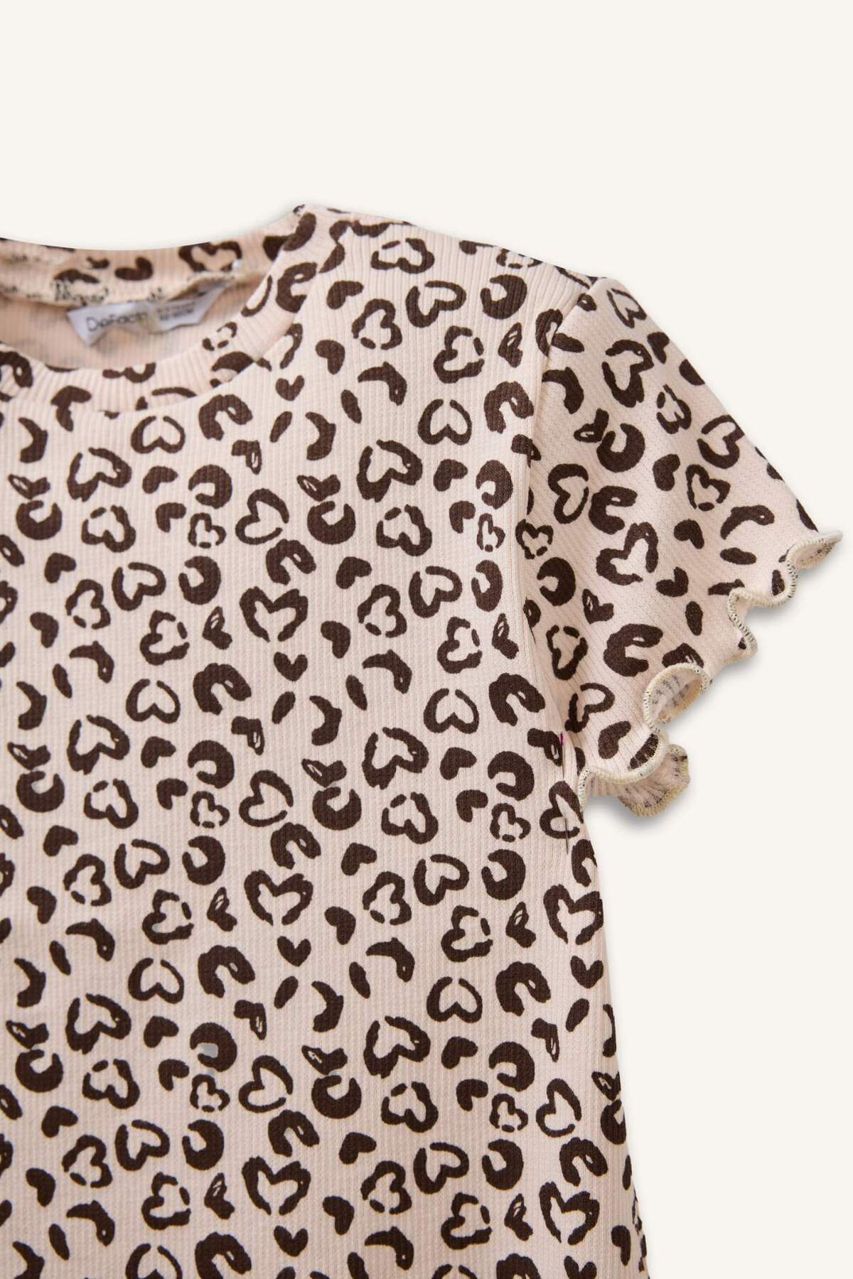 Defacto Bisiklet Yaka Leopar Desenli Fitilli Kaşkorse 2li Uzun Kollu Tişört Kız Bebek H3002A526SM fotoğrafı 4 (önizleme)