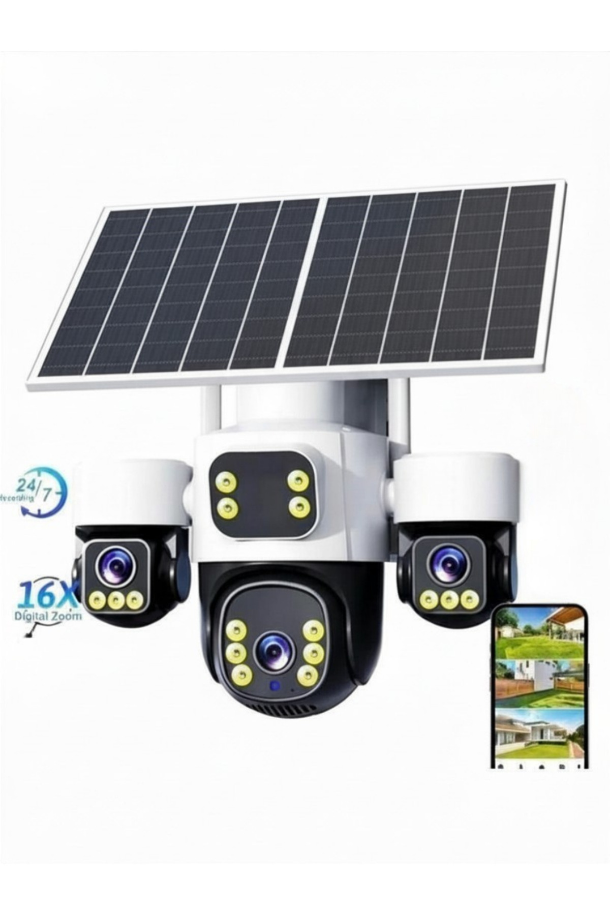 inox -X13 3LENS ESİM ÇİFT PANELLİ FULL RENKLİ 4G SOLAR KAMERA