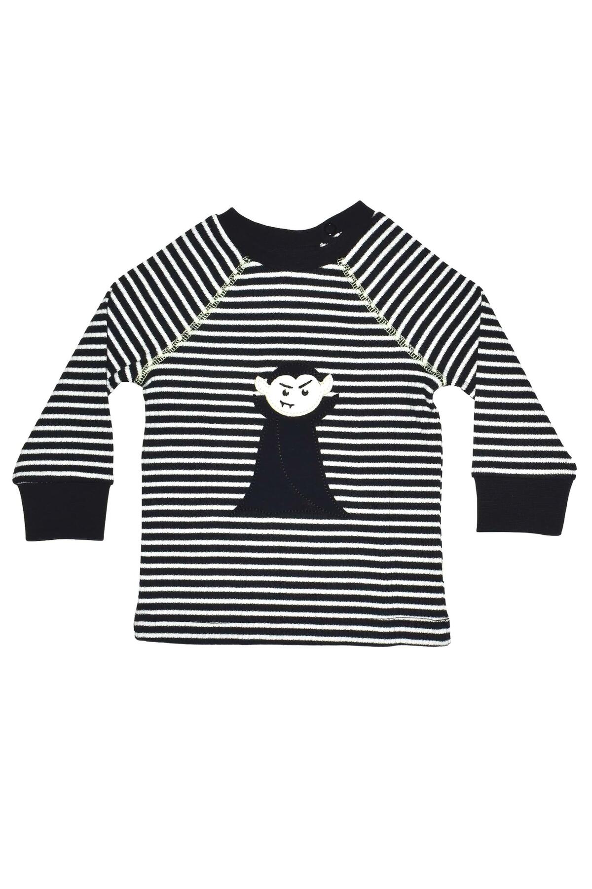 OrganicKid Halloween Bebek Siyah Çizgili Pijama Takımı fotoğrafı 3 (önizleme)