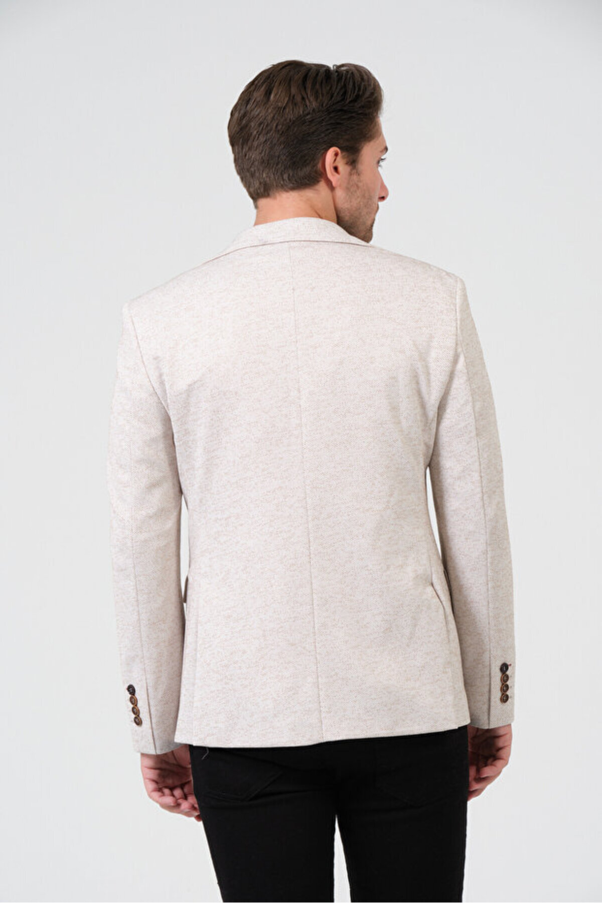Bonesti  Erkek Slim Fit Blazer Ceket Krem Kahve Benekli - Görsel 7