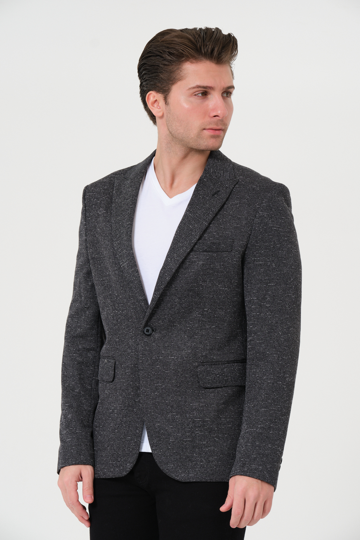 Bonesti  Erkek Slim Fit Blazer Ceket Antrasit Kırçıllı - Görsel 5