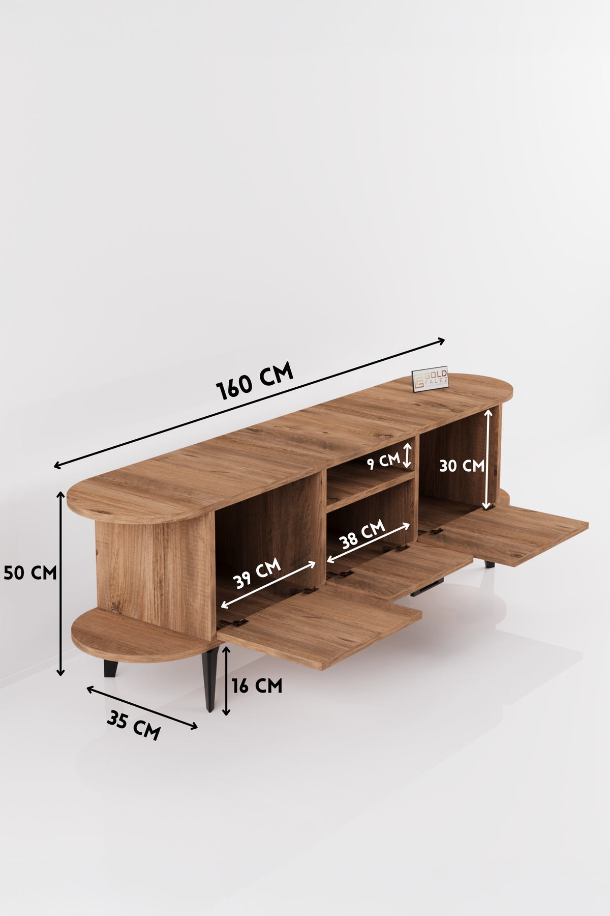 Goldfalez Mira TV Sehpası Suntalam Siyah 160x35 cm görsel 2