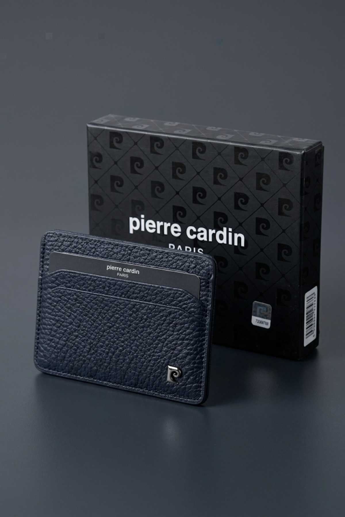 جا کارتی و کیف پول مردانه چرم طبیعی کد 046 سرمه‌ای پیر کاردین جاکارتی Pierre Cardin