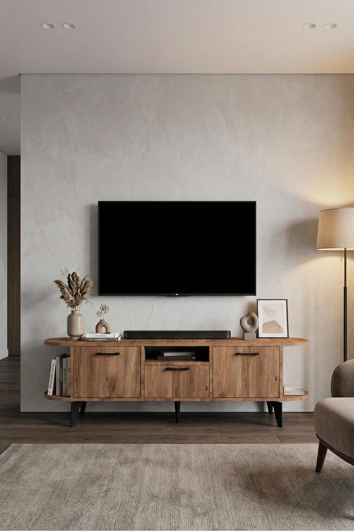 Goldfalez Mira TV Sehpası Suntalam Siyah 160x35 cm