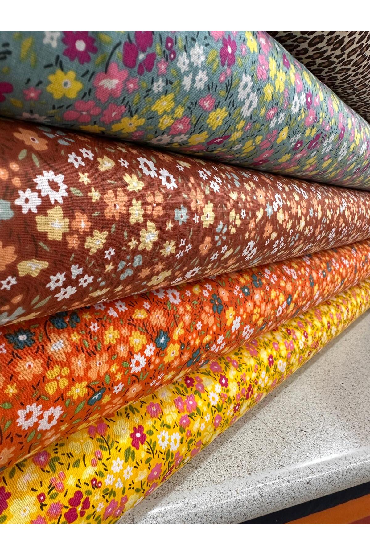oskatekstil Poplin Kumaş %100 Pamuk Çiçek, Çıtır Desenli 170 cm En Metre İşi Elbiselik Bebek ve Hobi Kumaşı fotoğrafı 7 (önizleme)